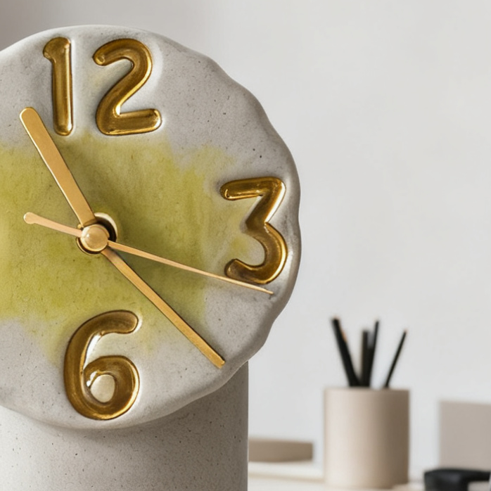 Retro Ceramic Clock - Chrome